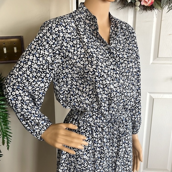 Brand New Lauren Ralph Lauren Paisley Floral 3/4 Sleeve Button Up Collared Dress - Picture 3 of 13